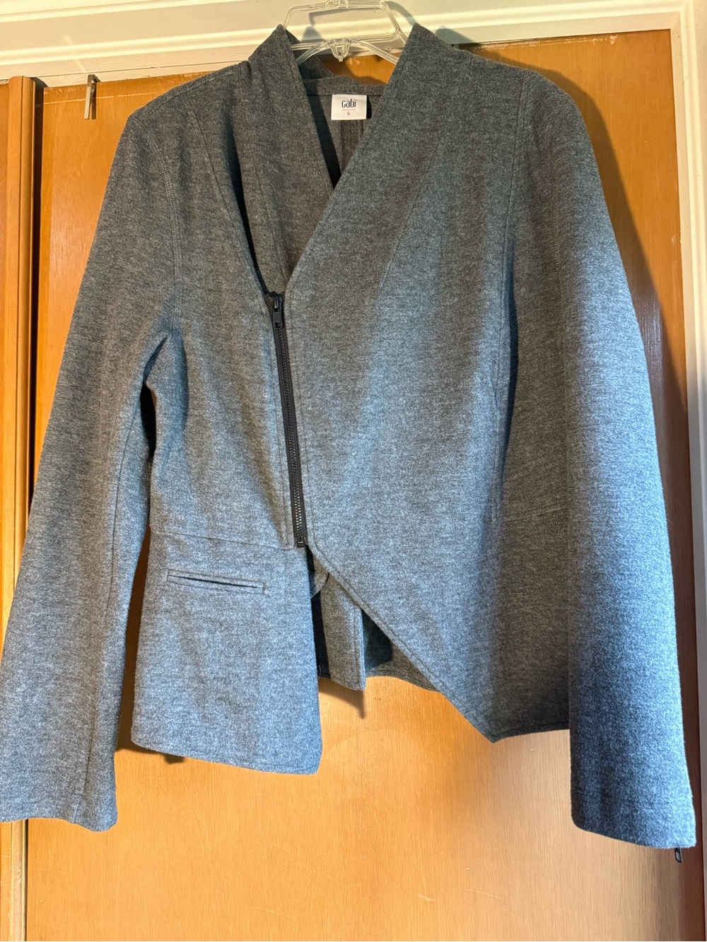 Cabi Gray Asymmetrical Zip Jacket Moto Style Size L